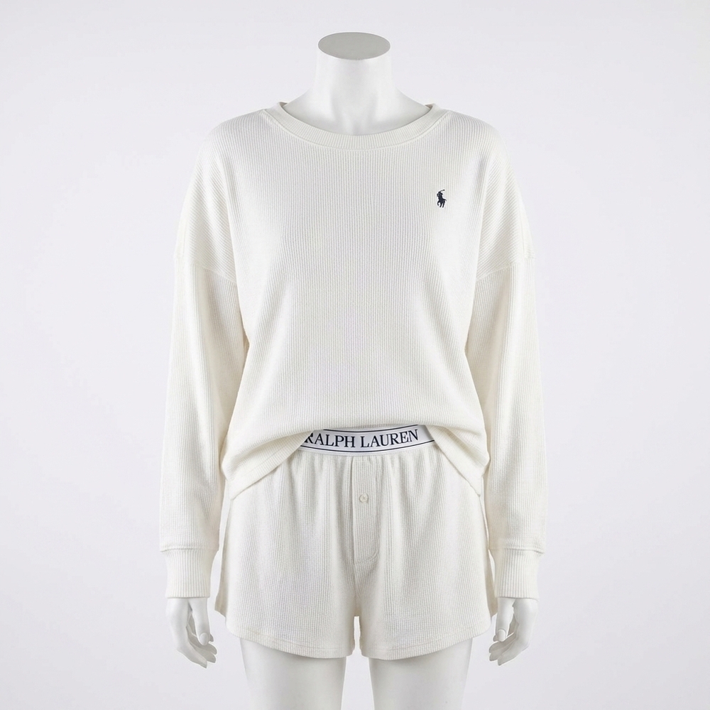 NEW POLO RALPH LAUREN waffle knit boxer short in ecru